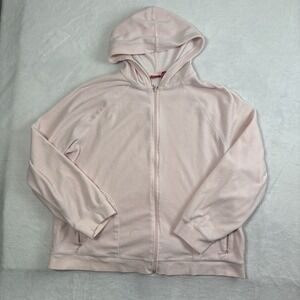 Y2K Mossimo Pink Full Zip Long Sleeve Hoodie‎ Sweatshirt Velour Women's 1X